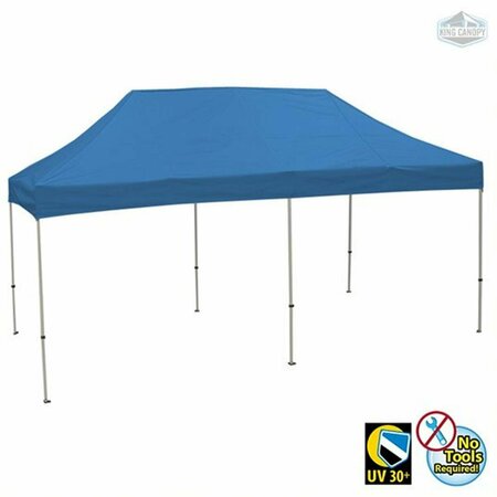 KING CANOPY 10 x 20 ft. White Frame Instant Pop Up Tuff Tent with Blue Cover TTSHAL20BL